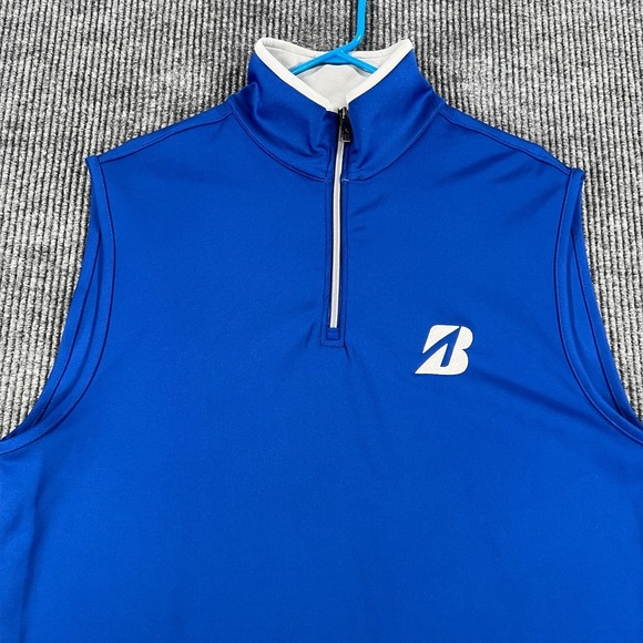 Antigua Bridgestone Pullover Vest Mens Large Blue Sleeveless 1/4 Zip Mock Neck - Picture 5 of 13